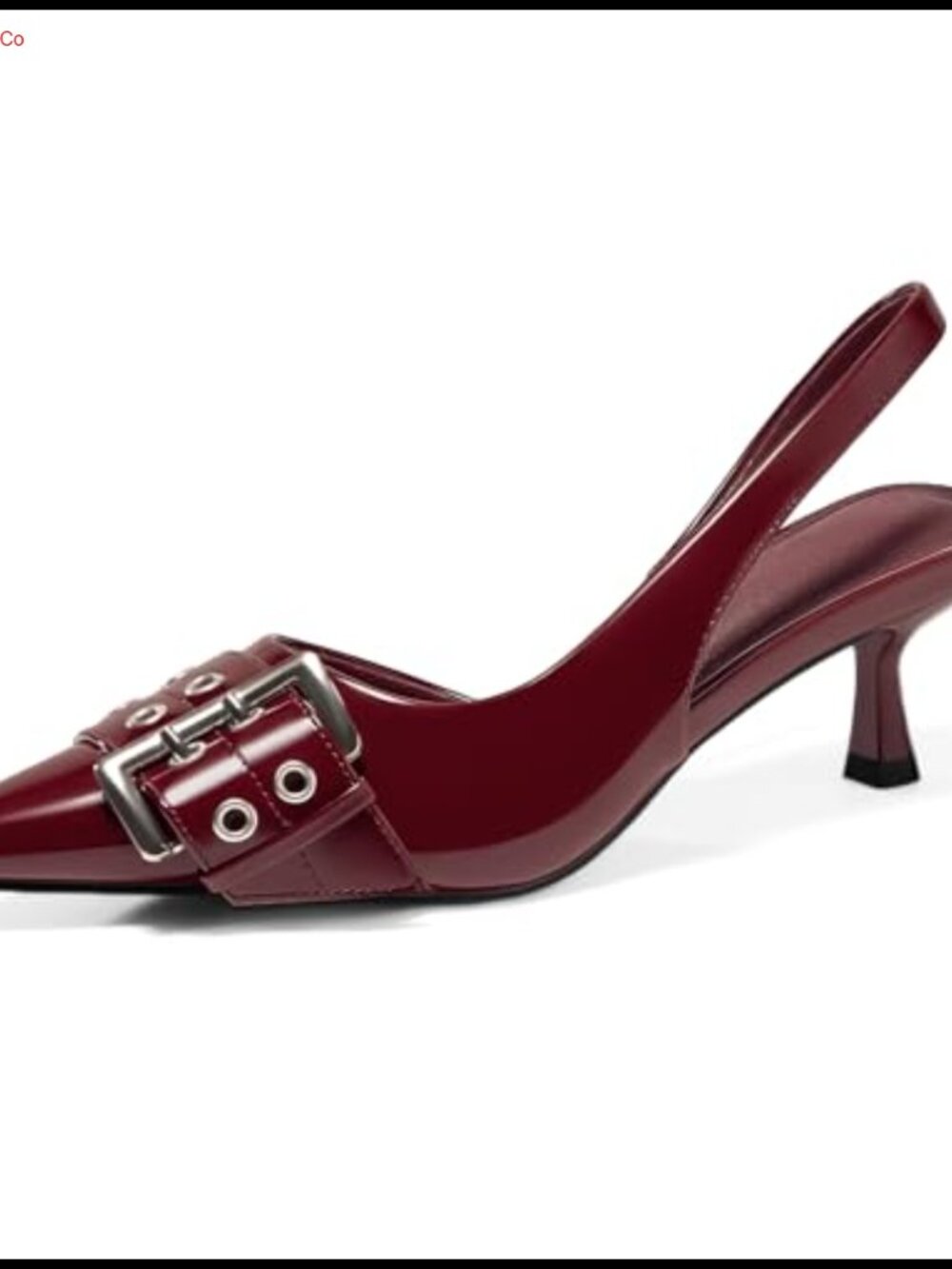 Womens Slingback Kitten Low Heels Closed Pointed Toe Pumps D'Orsay Buckle
